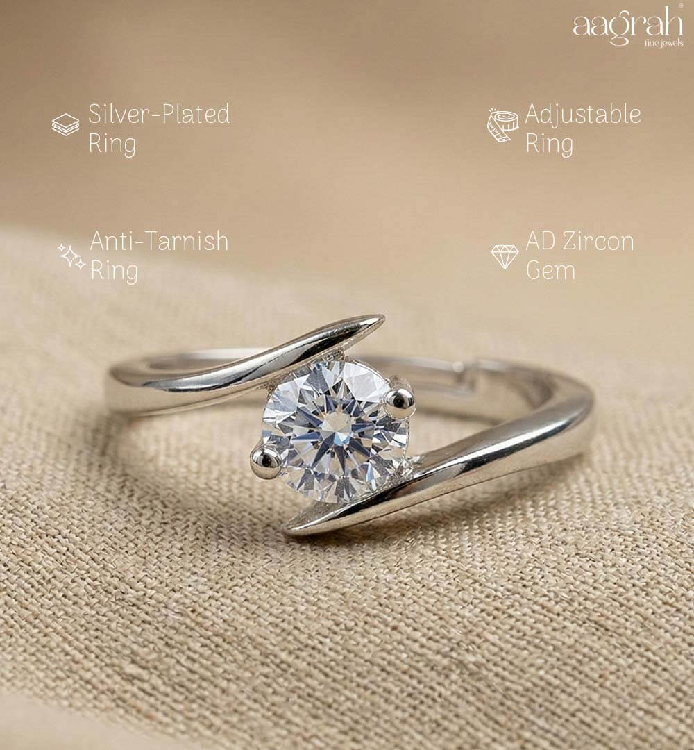 Aurora Silver-Plated Solitaire Ring - Image 4