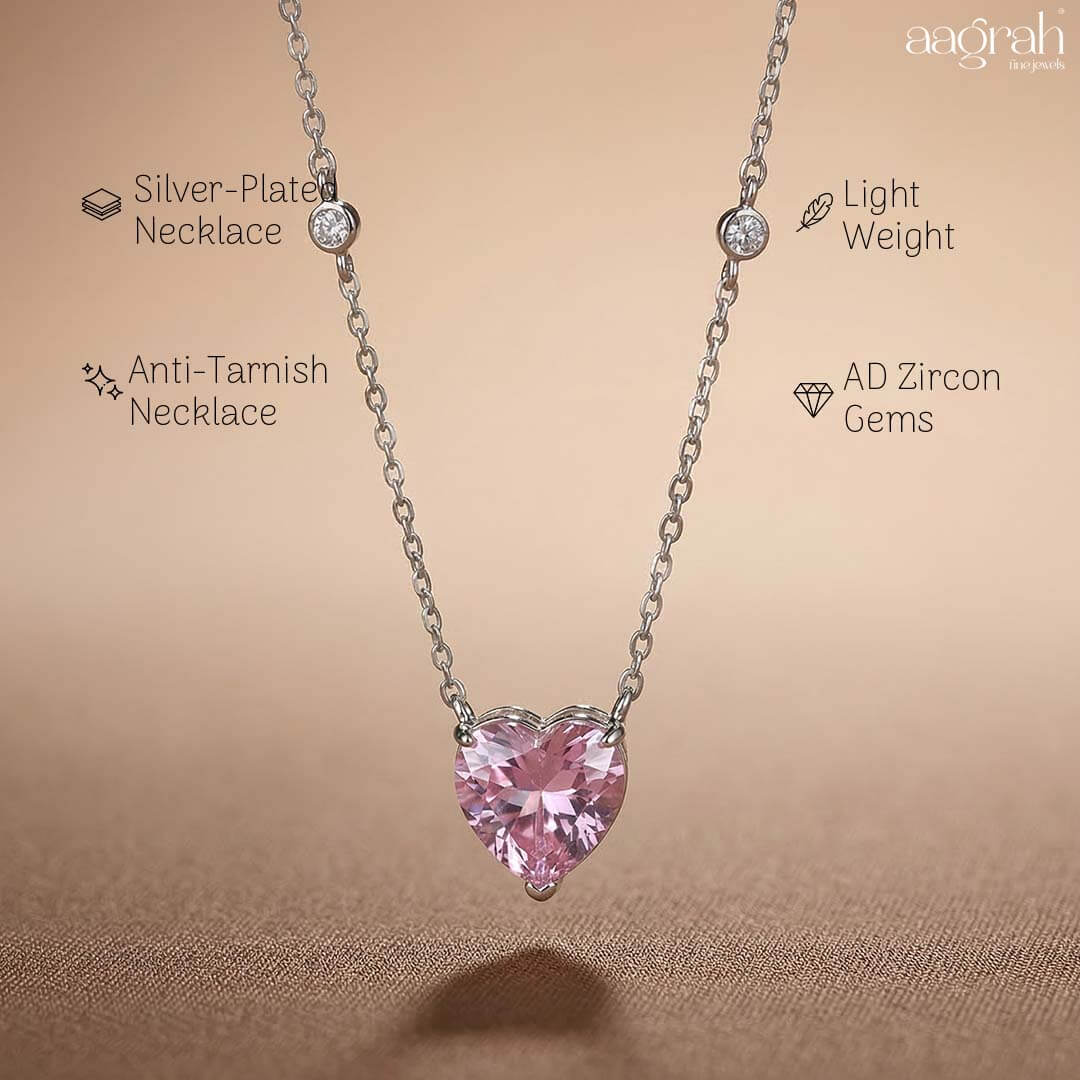 Celeste Blush Pink Heart Pendant Necklace - Image 3