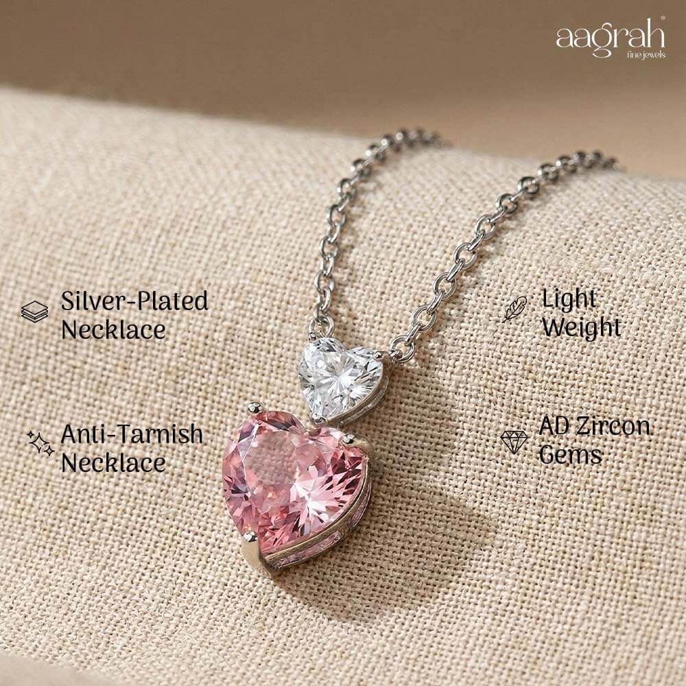 Blush Pink Heart Pendant Necklace - Image 3