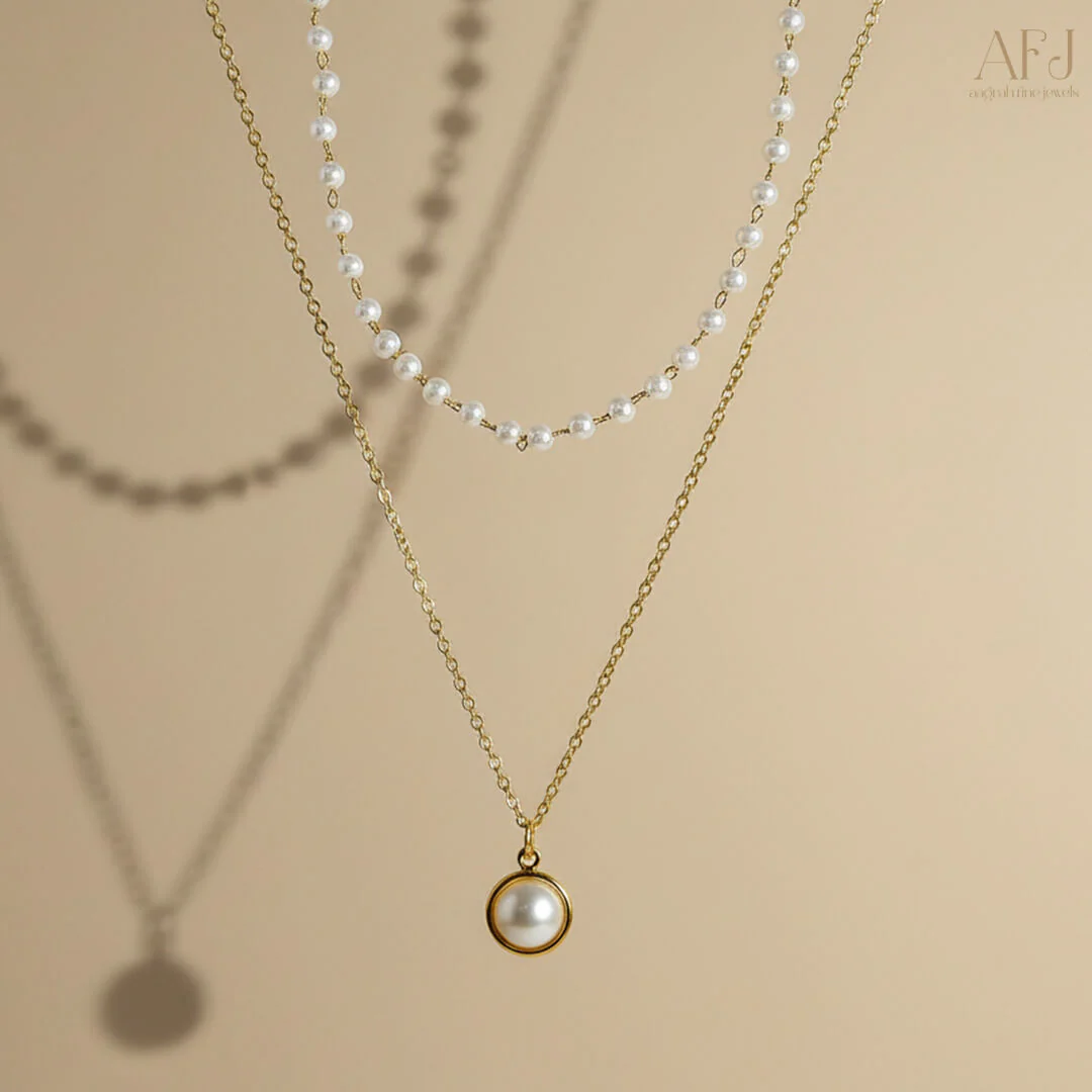 The Elegant Pearl Double Layer Necklace - Image 4