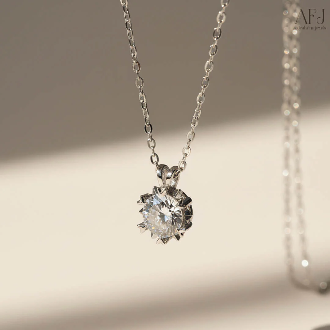 The Radiant Solitaire American Diamond Pendant Necklace - Image 4