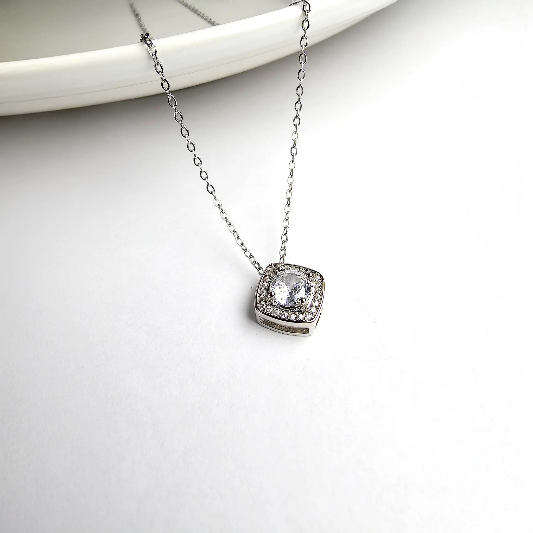 The Radiant Square Solitaire Pendant Necklace - Image 3