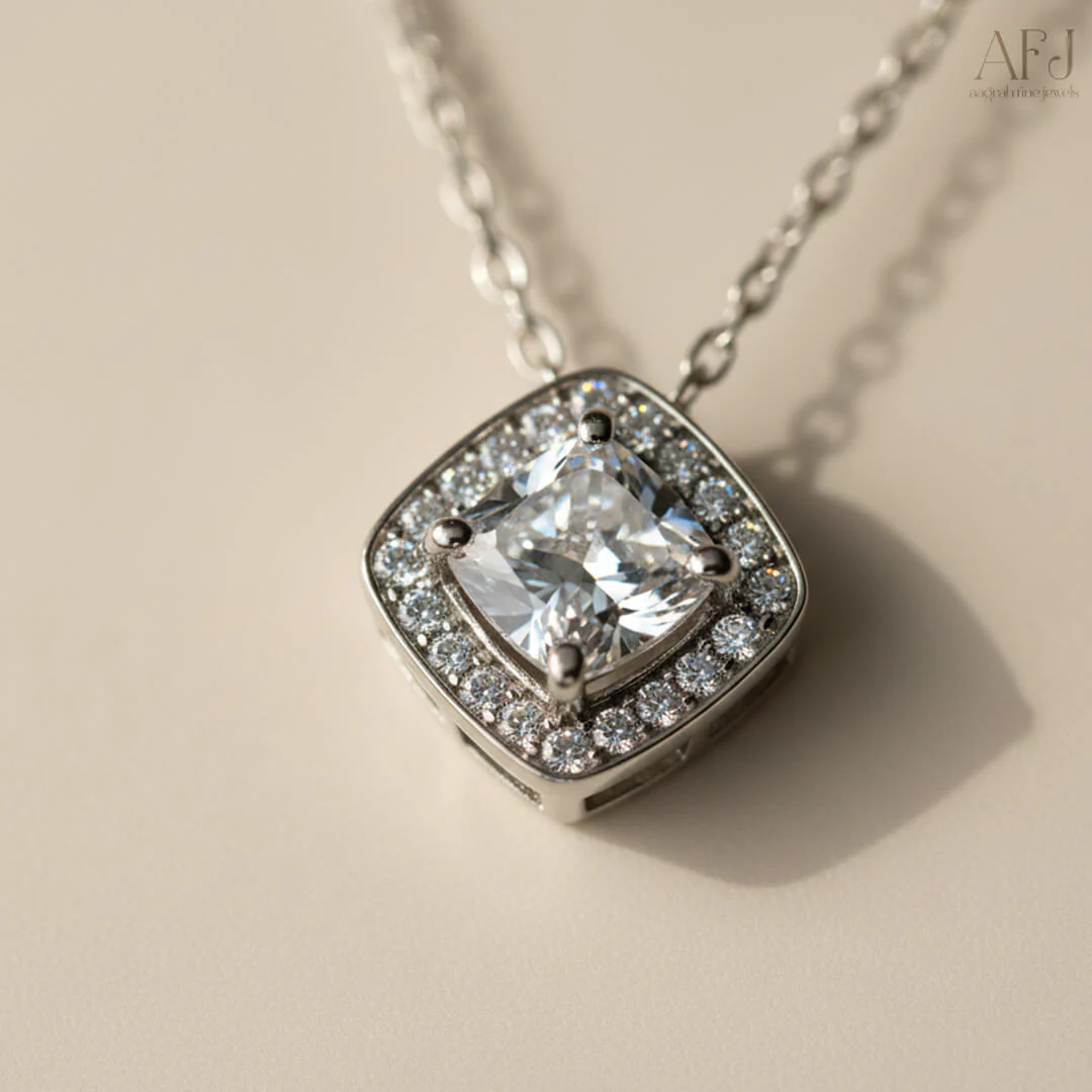 The Radiant Square Solitaire Pendant Necklace - Image 5